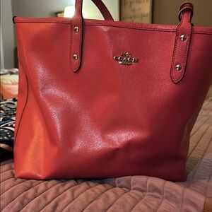 Coach Pink Leather Tote Bag